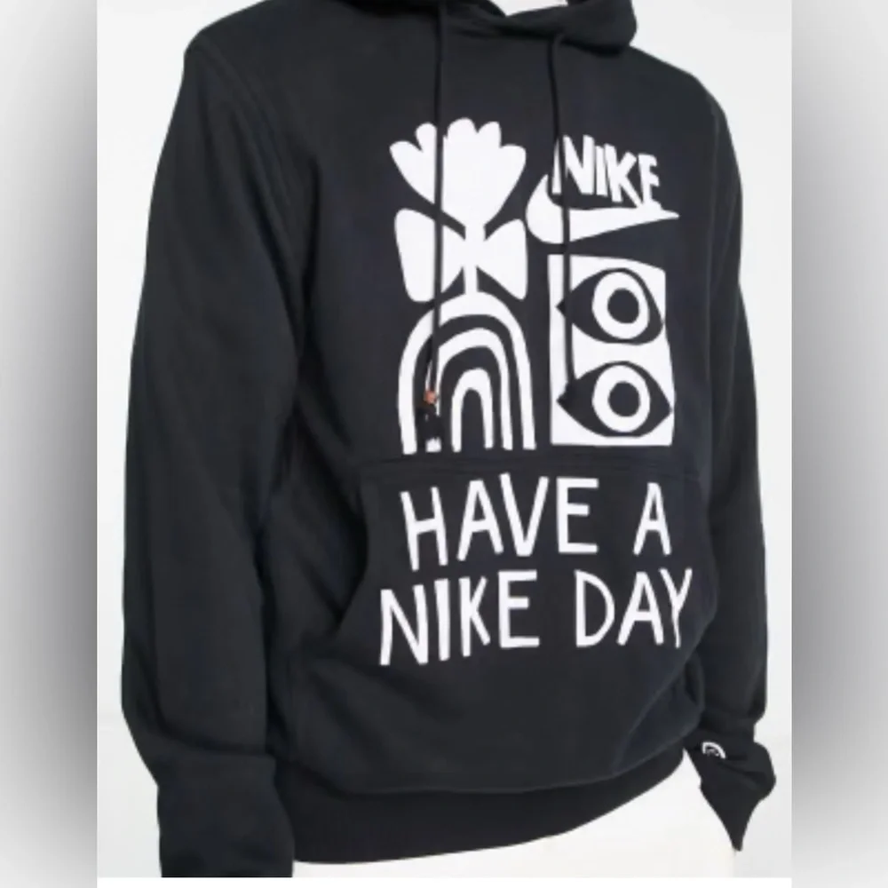 Nike Have A Nike Day French Terry Pullover Hoodie Black and White XL|Graphic